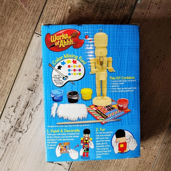 NIB Works of Ahhh... Nutcracker Drummer Real Wood Painting Kit Ages 5+ - Picture 6 of 10
